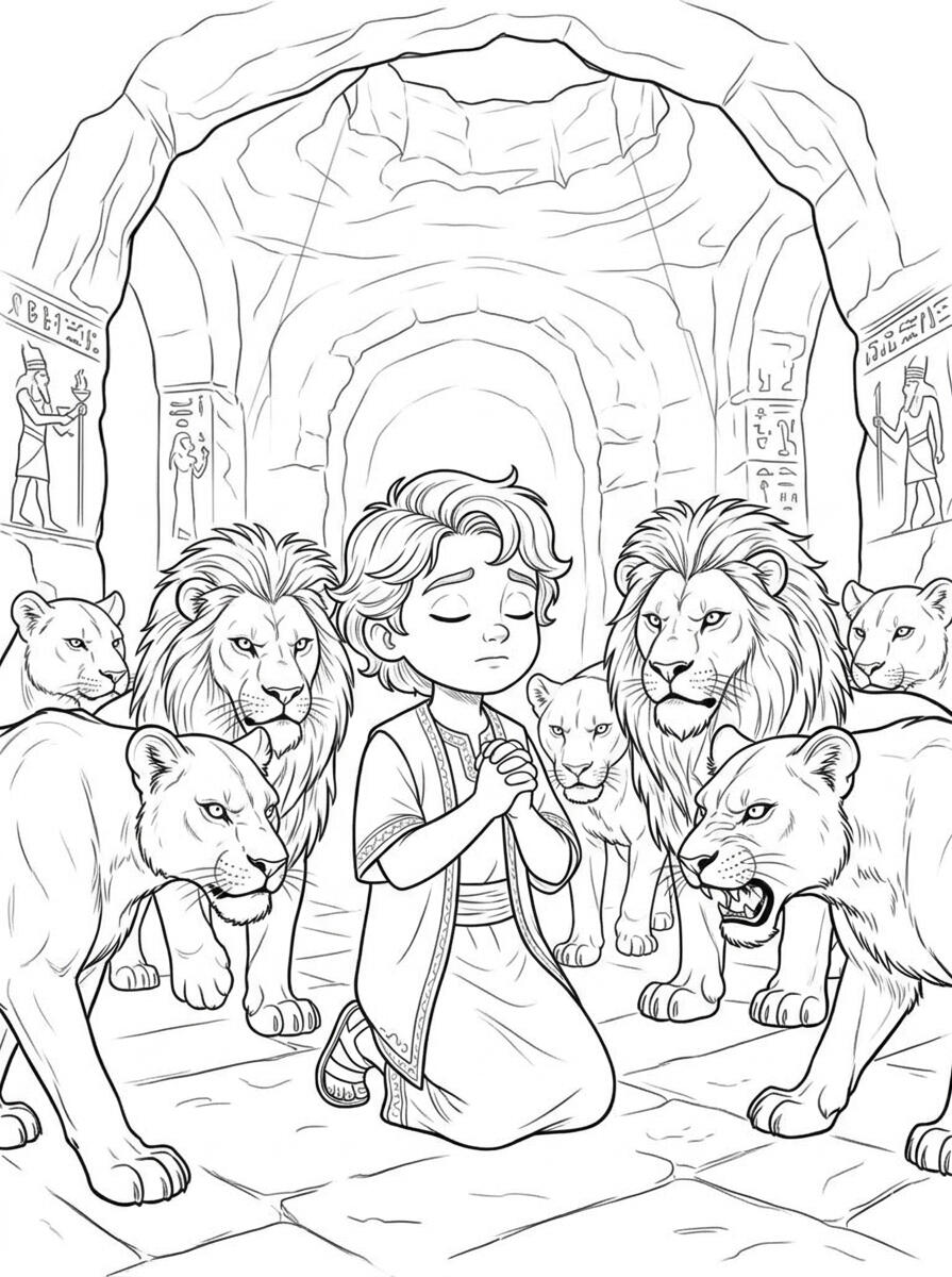 Daniel and the lions Coloring book for children